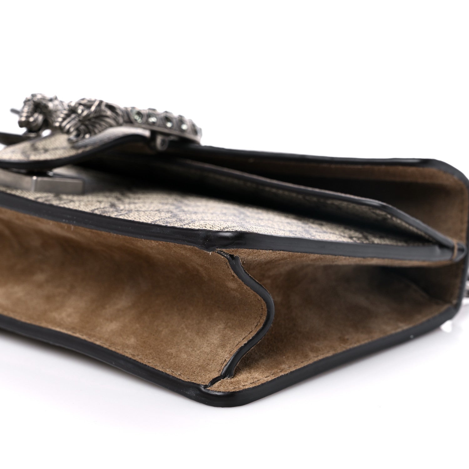 Gucci GG Supreme Monogram Suede Crystal Small Dionysus Shoulder Bag Beige Ebony Taupe 9 of 13