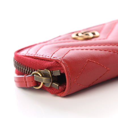 Gucci Calfskin Matelasse GG Marmont Zip Around Key Case Hibiscus Red 11 of 16