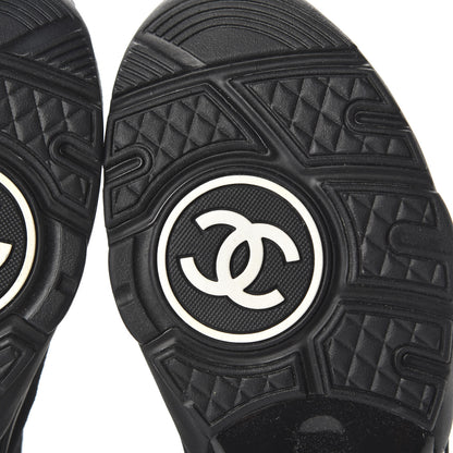 Chanel Fabric Calfskin Suede CC Womens Sneakers 37.5 Black 6 of 9
