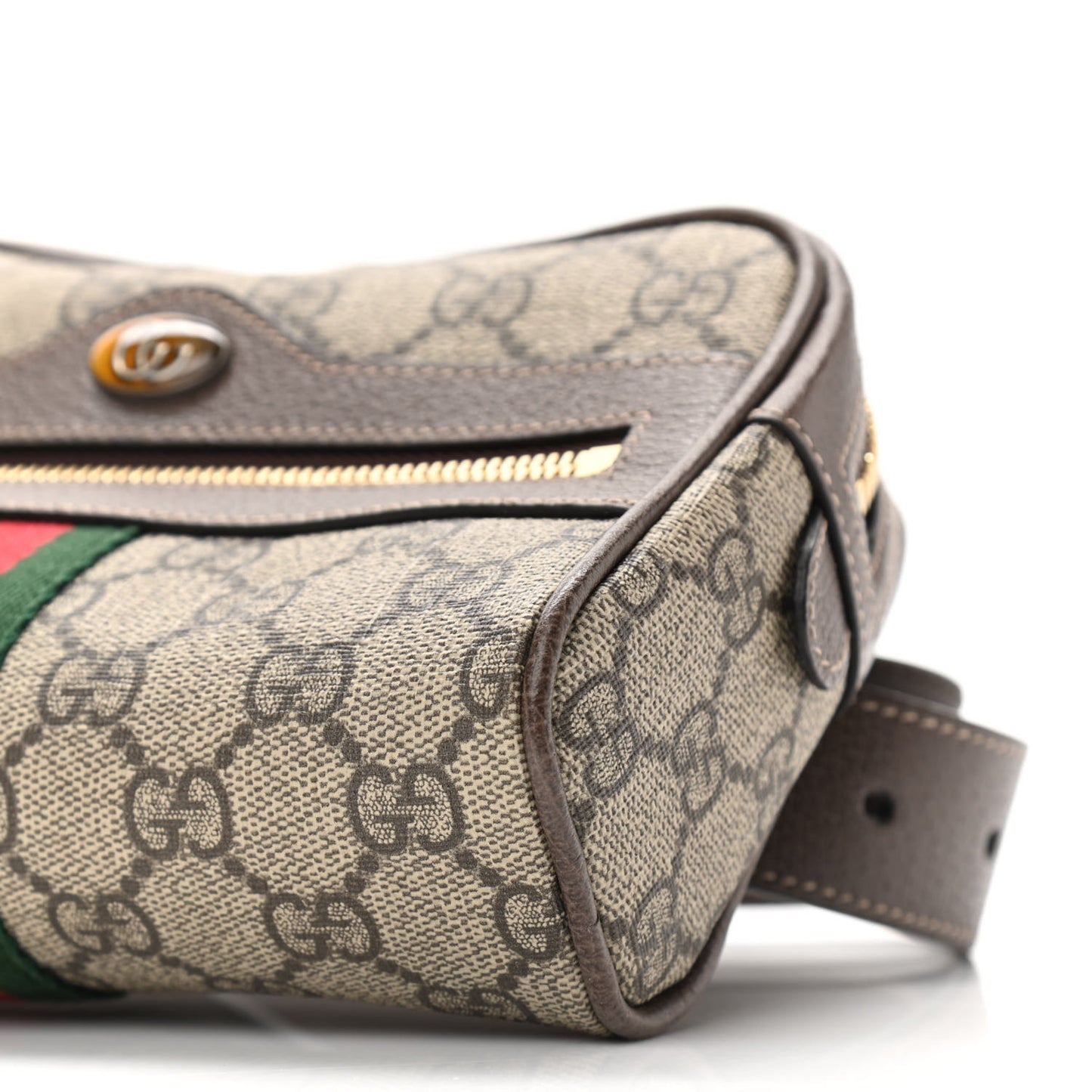 GG Supreme Monogram Web Small Ophidia Belt Bag 85 34 Dark Brown