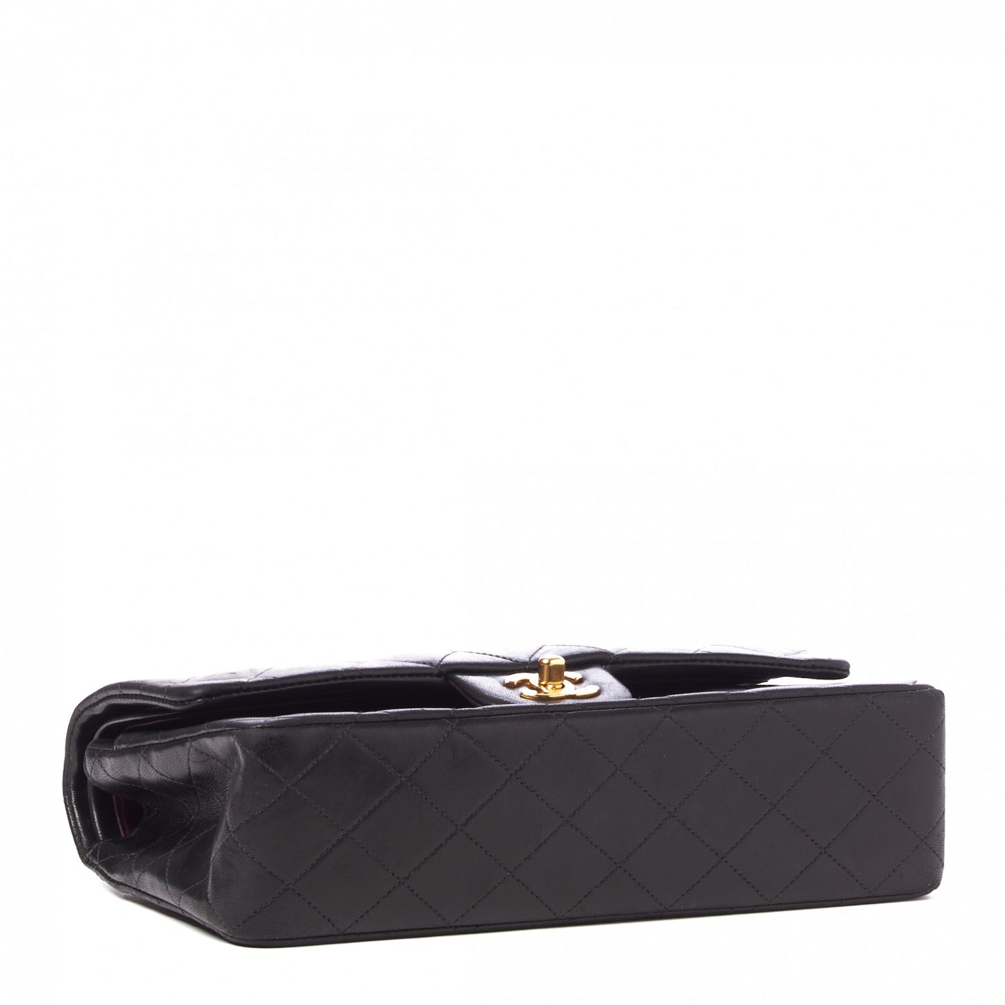 Lambskin Quilted Medium Double Flap Black