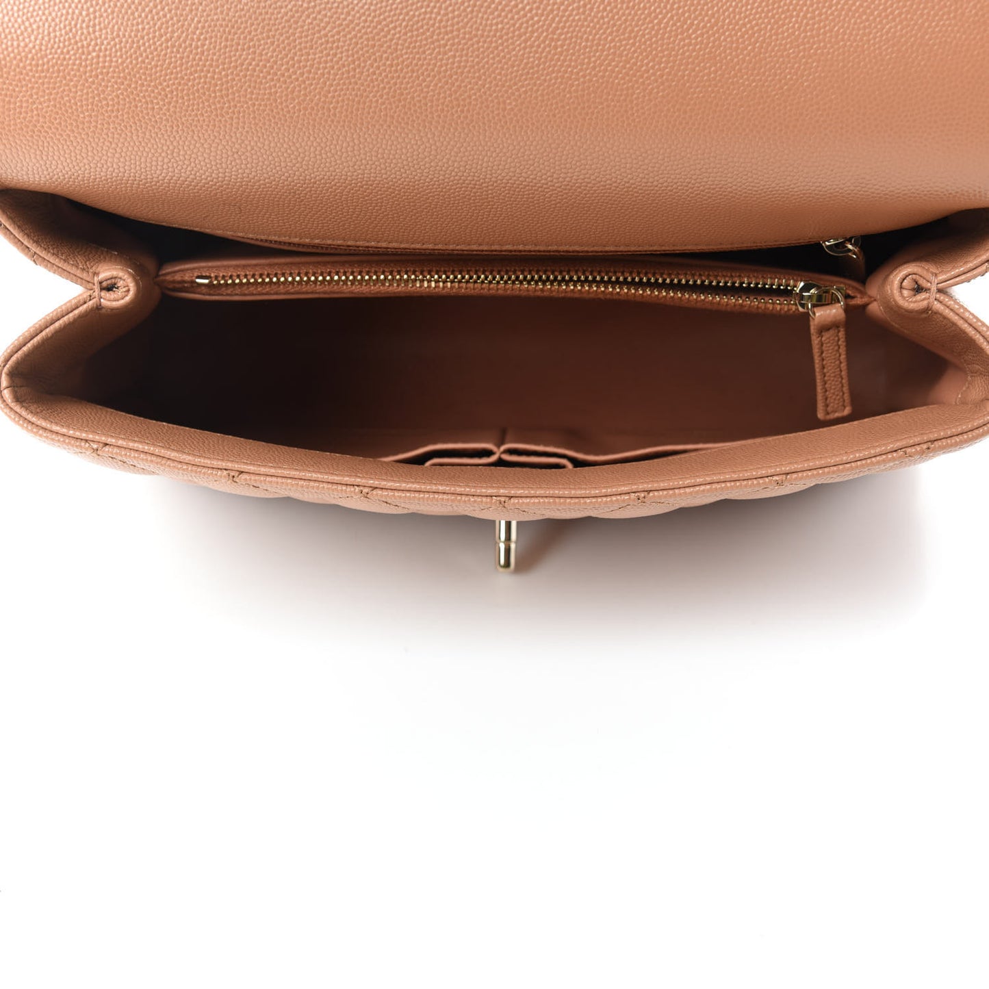 Caviar Quilted Small Coco Handle Flap Brown