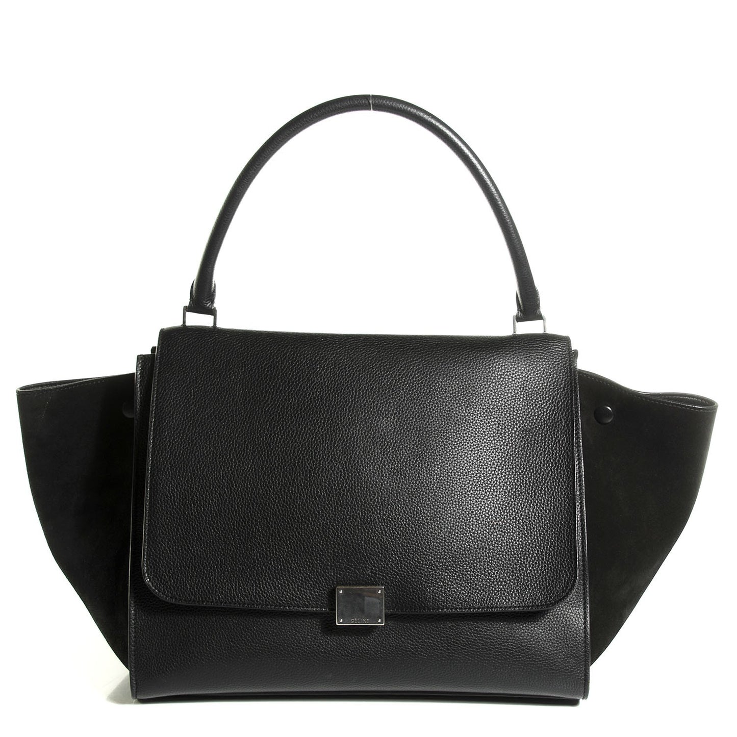 Drummed Calfskin Suede Large Trapeze Black