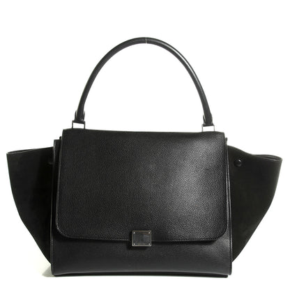 Celine Drummed Calfskin Suede Large Trapeze Black 1 of 9