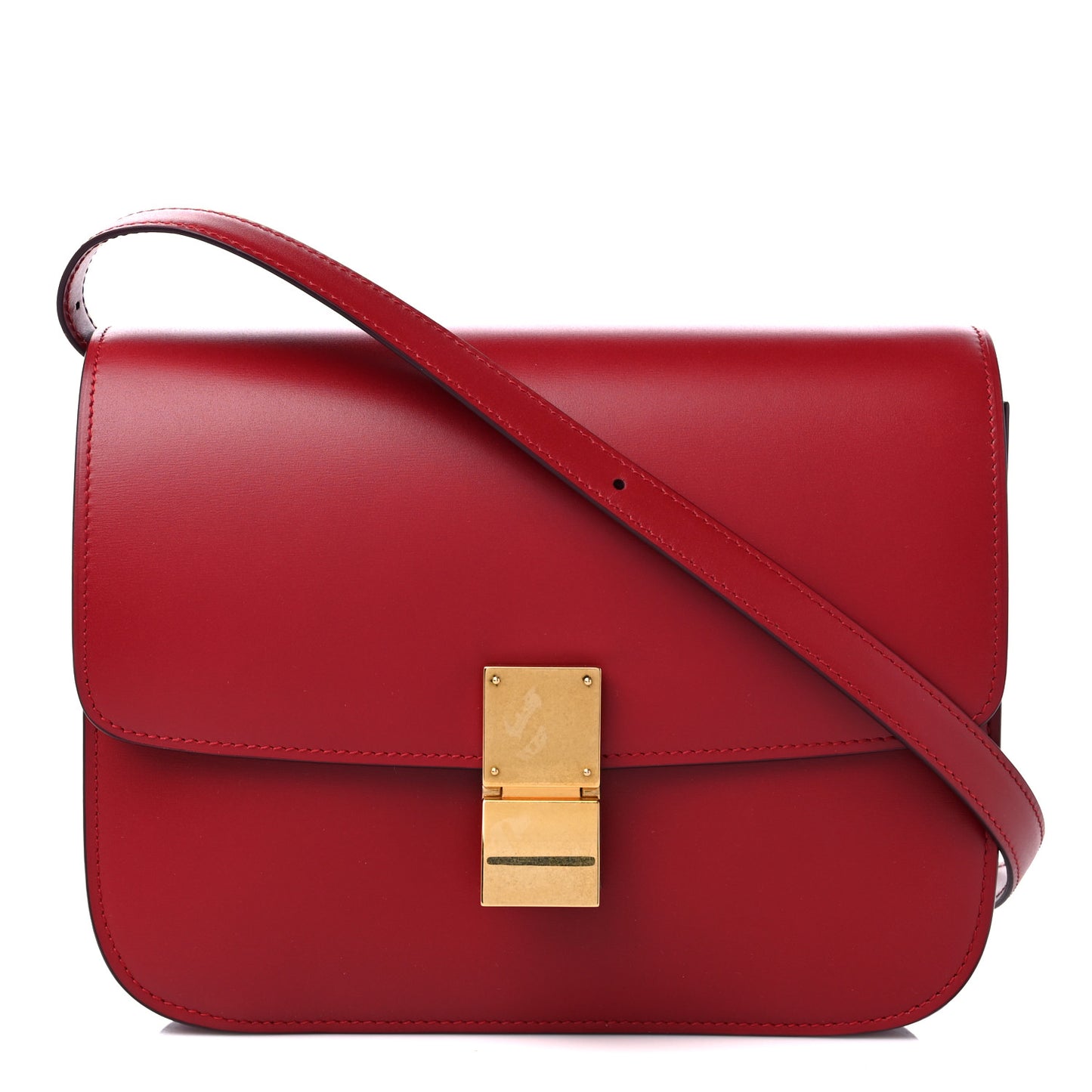 Box Calfskin Medium Classic Box Flap Bag Red