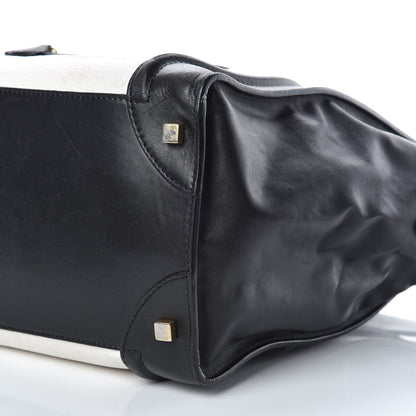 Celine Smooth Calfskin Shrunken Lambskin Mini Bi-Color Luggage Black White 16 of 31