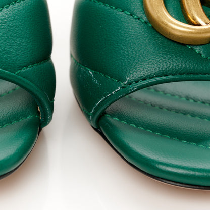 Gucci Nappa Matelasse GG Marmont 75mm Slide Sandals 35 Emerald 20 of 22