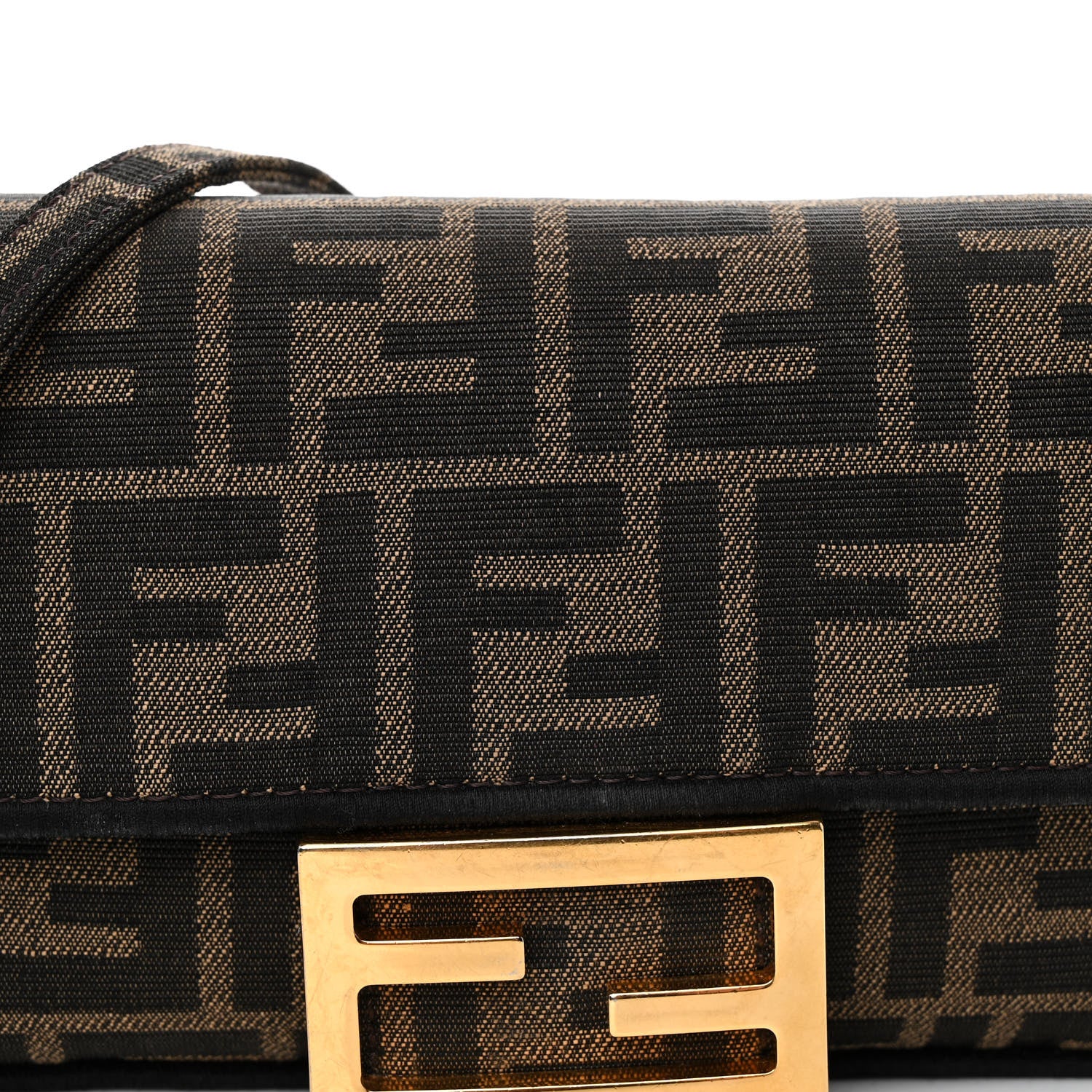 Fendi Fabric Jacquard FF 1974 Mini Baguette Tobacco Moro Black 7 of 11