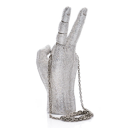 Judith Leiber Swarovski Crystal War And Peace Minaudiere Clutch Silver 2 of 16
