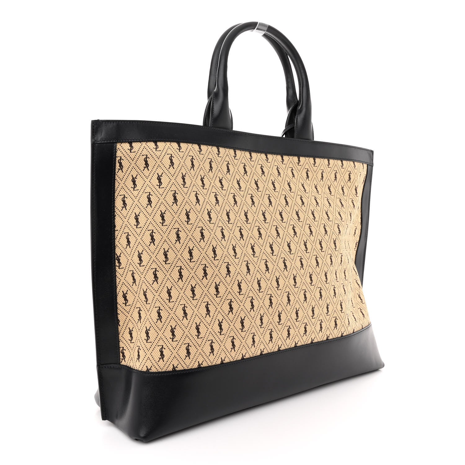 Saint Laurent Canvas All-Over Monogram Cabas Tote Beige Black 3 of 10