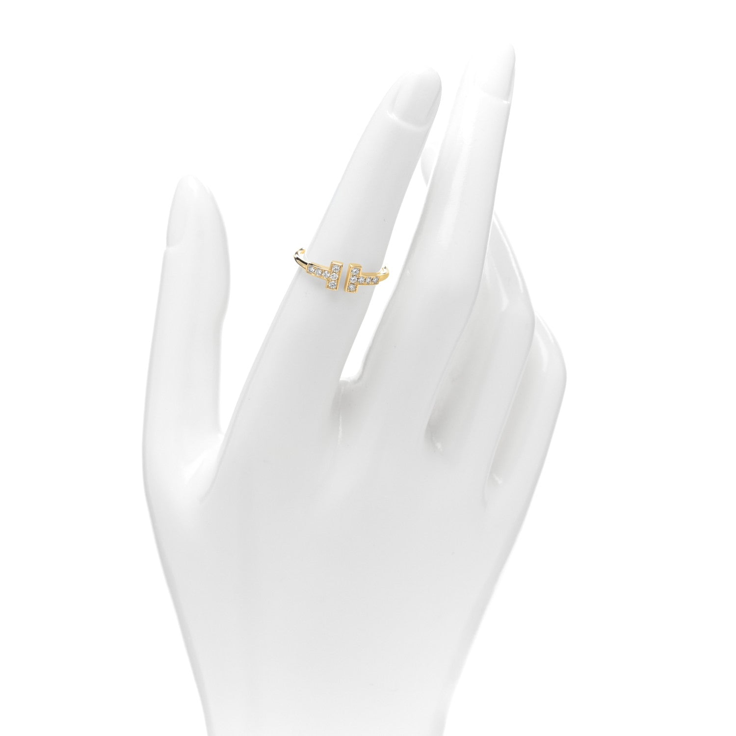 Tiffany 18K Yellow Gold Diamond T Wire Ring 52 6 2 of 4