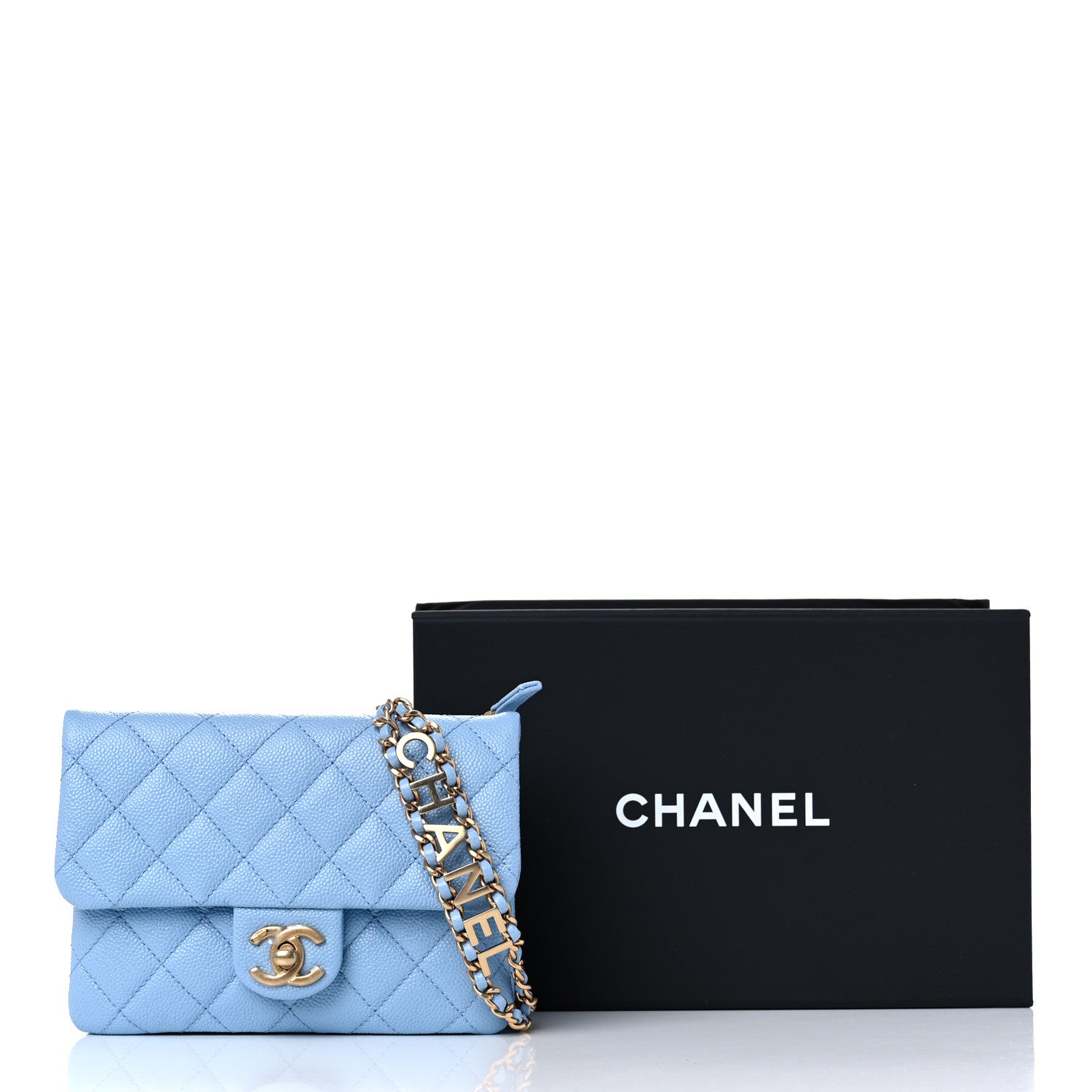 Chanel Shiny Caviar Pick Me Up Flap Belt Bag Light Blue 10 of 10