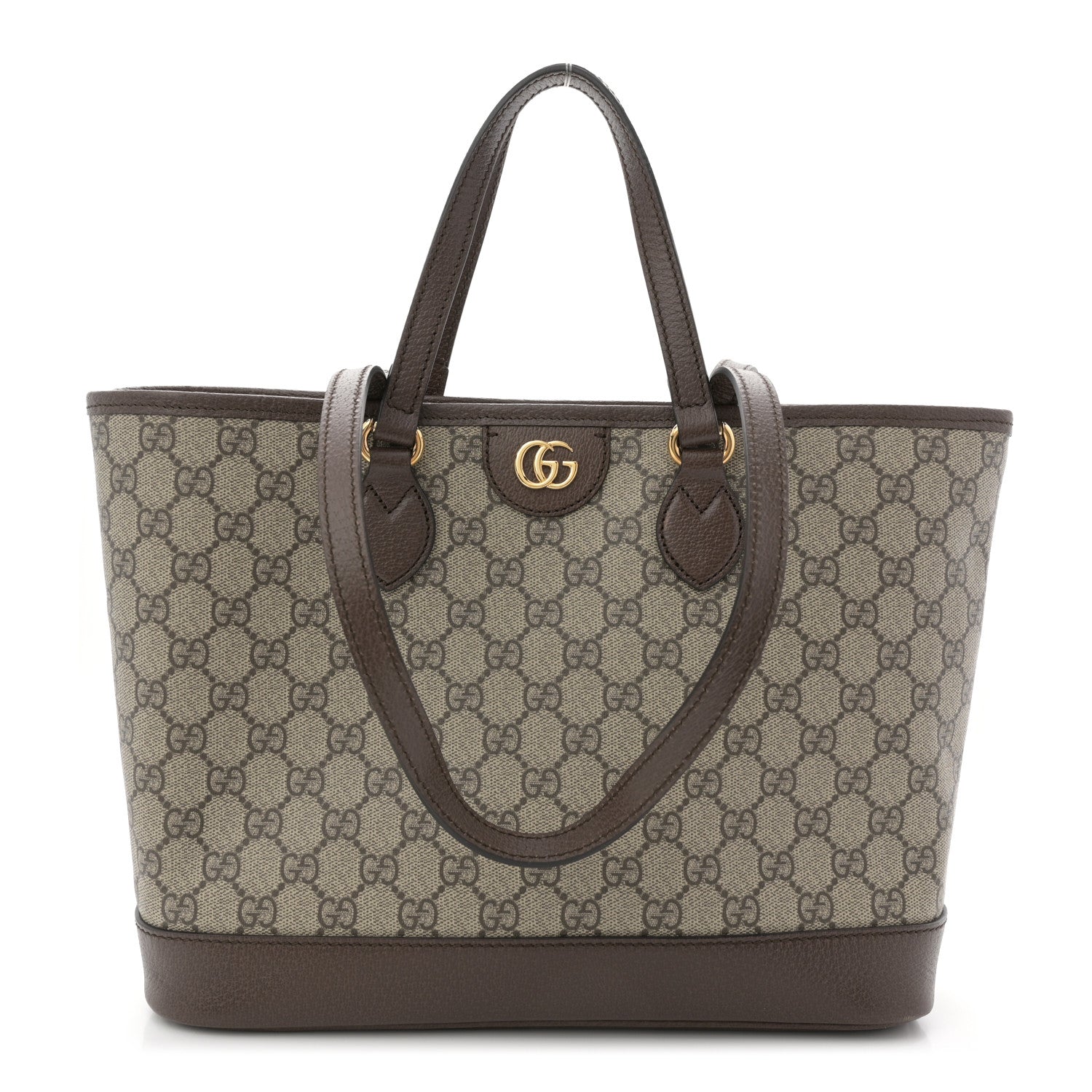 Gucci GG Supreme Monogram Textured Calfskin Small Ophidia Shoulder Tote Bag Beige Ebony New Acero 1 of 12