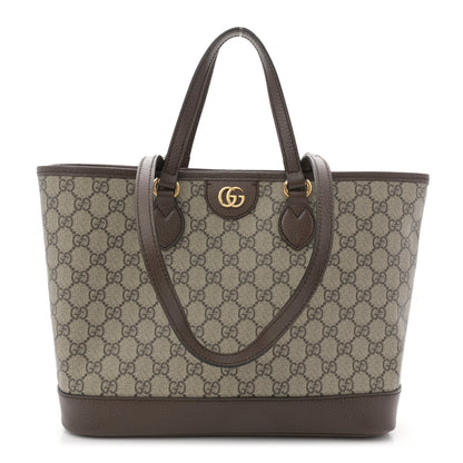 Gucci GG Supreme Monogram Textured Calfskin Small Ophidia Shoulder Tote Bag Beige Ebony New Acero 1 of 12