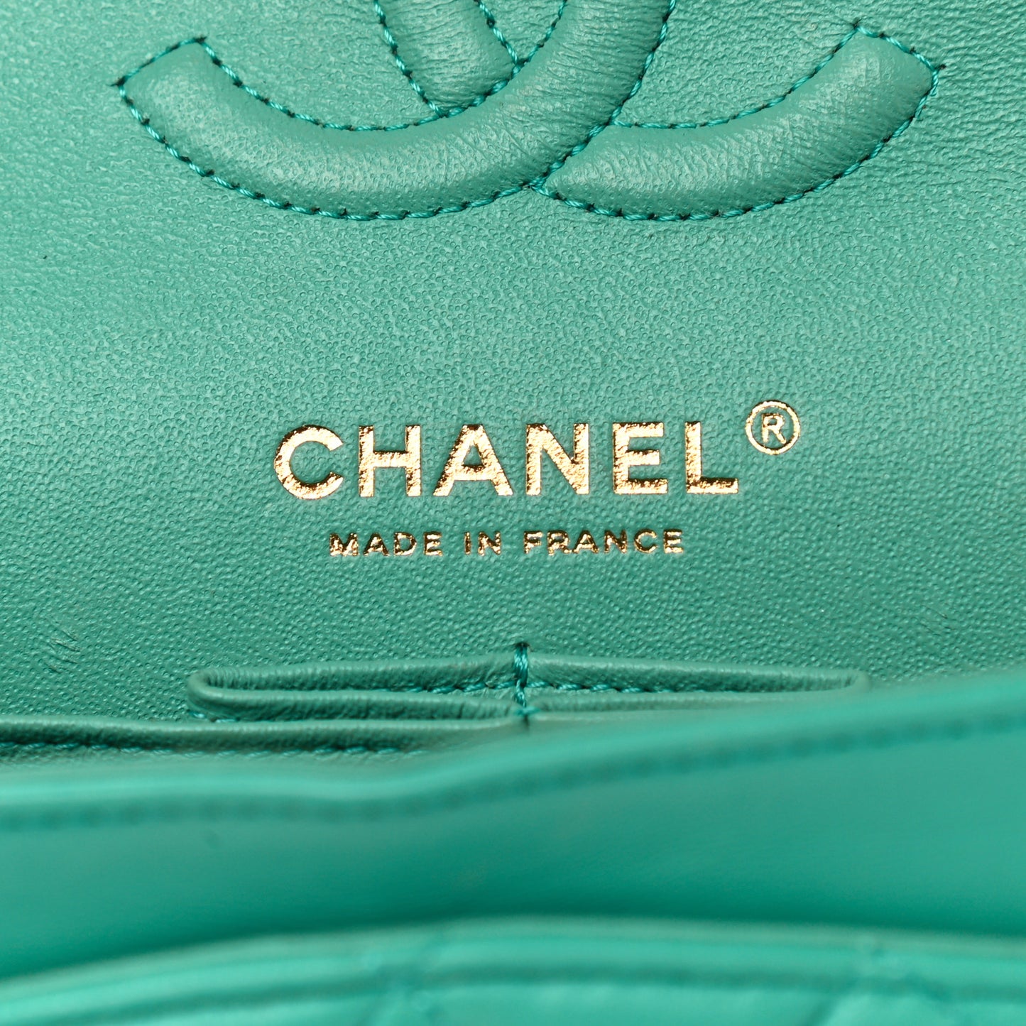 Lambskin Quilted Small Double Flap Green