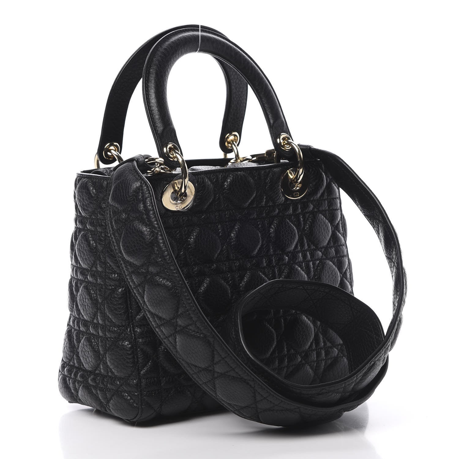 Christian Dior Grained Calfskin Cannage Medium Supple Lady Dior Black 3 of 13
