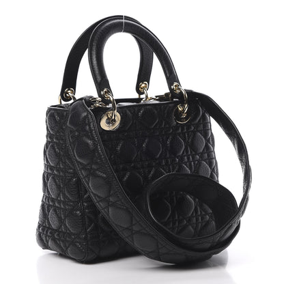 Christian Dior Grained Calfskin Cannage Medium Supple Lady Dior Black 3 of 13
