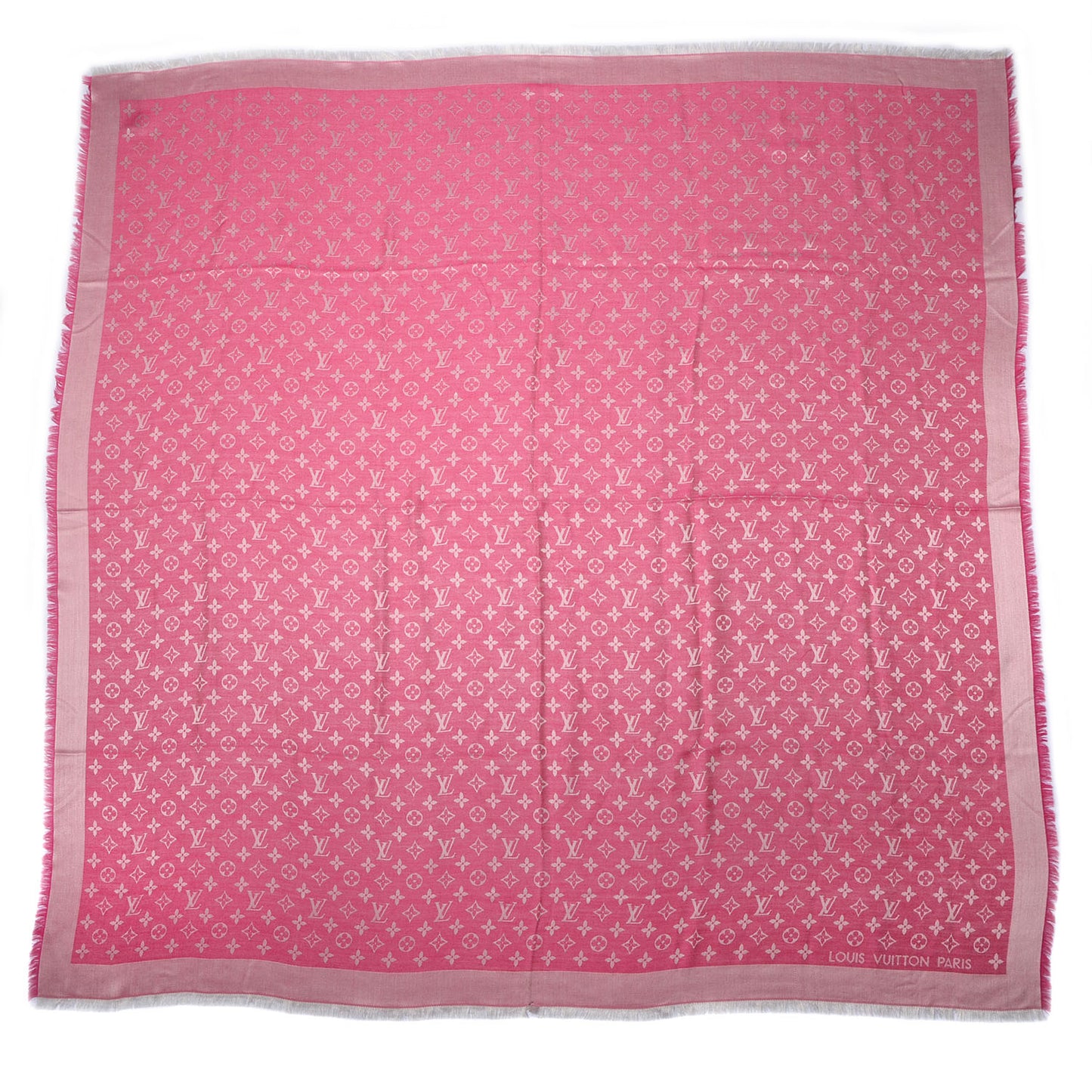 Silk Wool Monogram Denim Shawl Pivoine