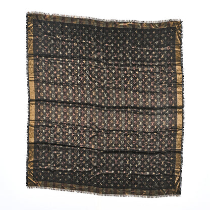 Louis Vuitton Silk Lurex Wool So Shine Monogram Shawl Black 1 of 3