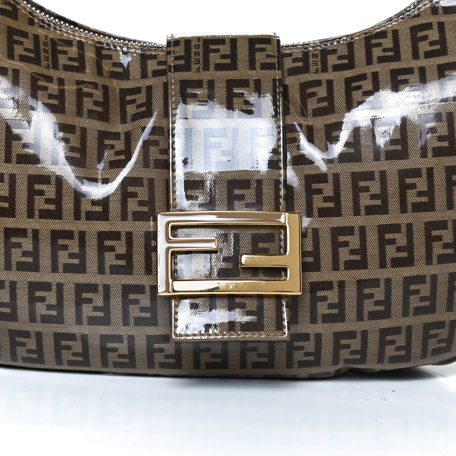 Fendi Vinyl Zucchino Shoulder Bag Tobacco 6 of 8