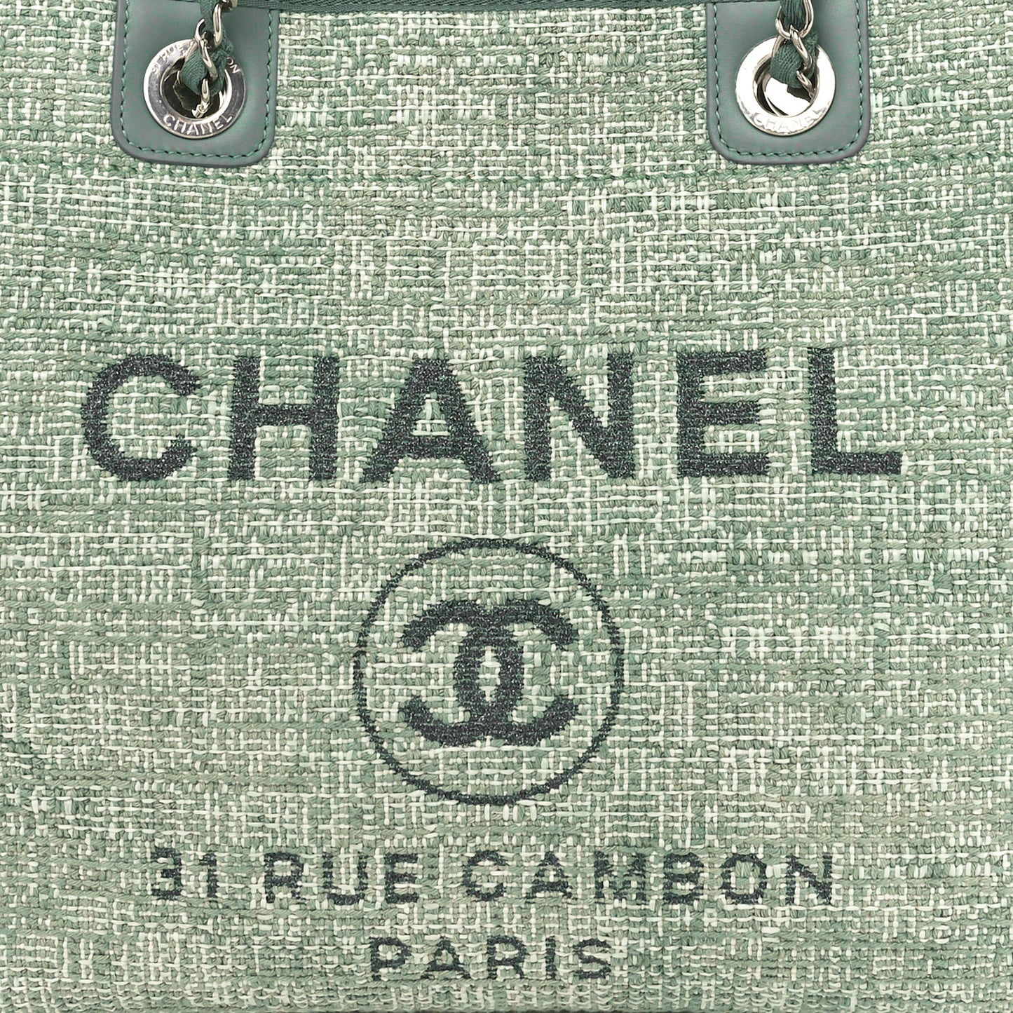 Straw Lurex Small Deauville Tote Light Green