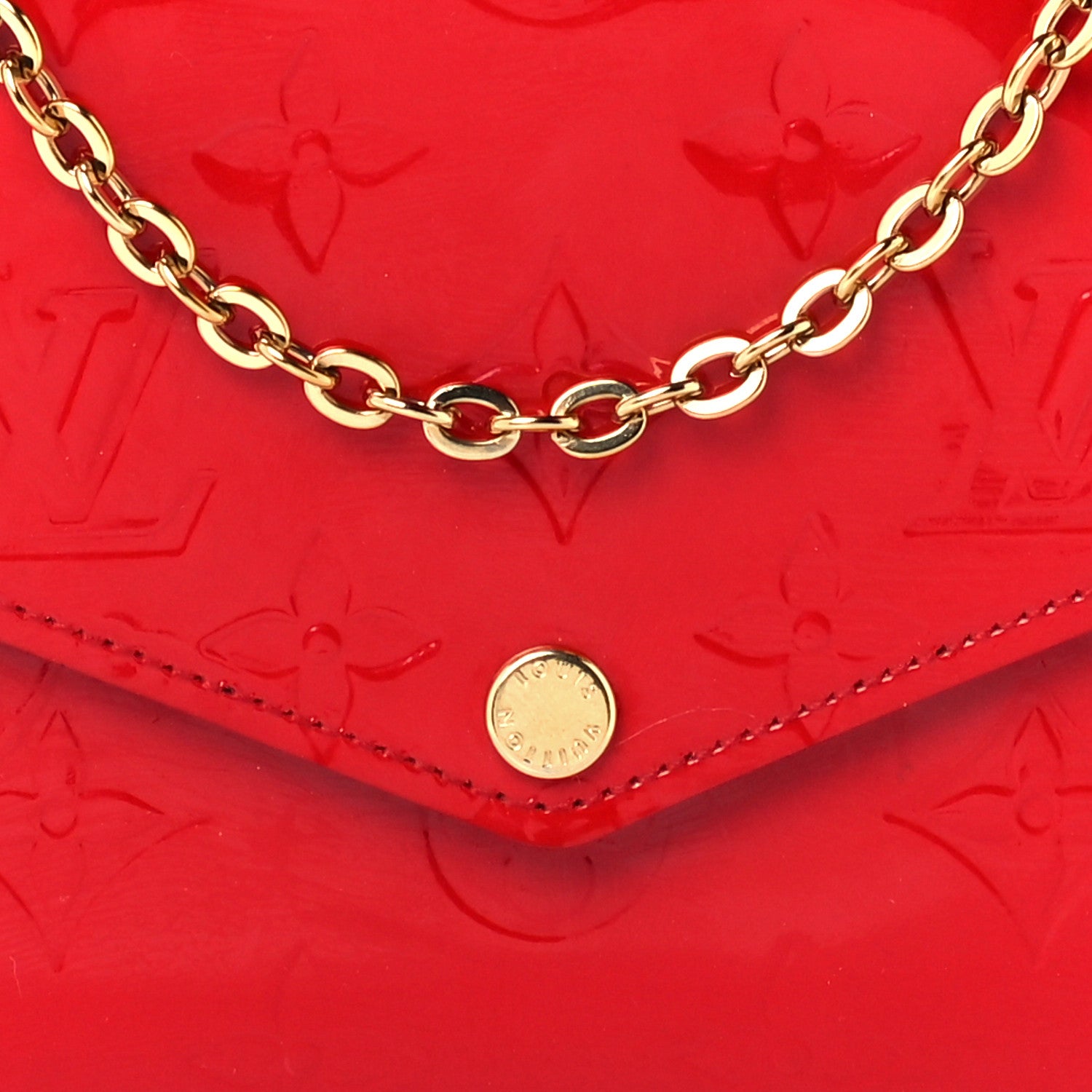 Louis Vuitton Vernis Felicie Pochette Chain Wallet Cherry 8 of 10