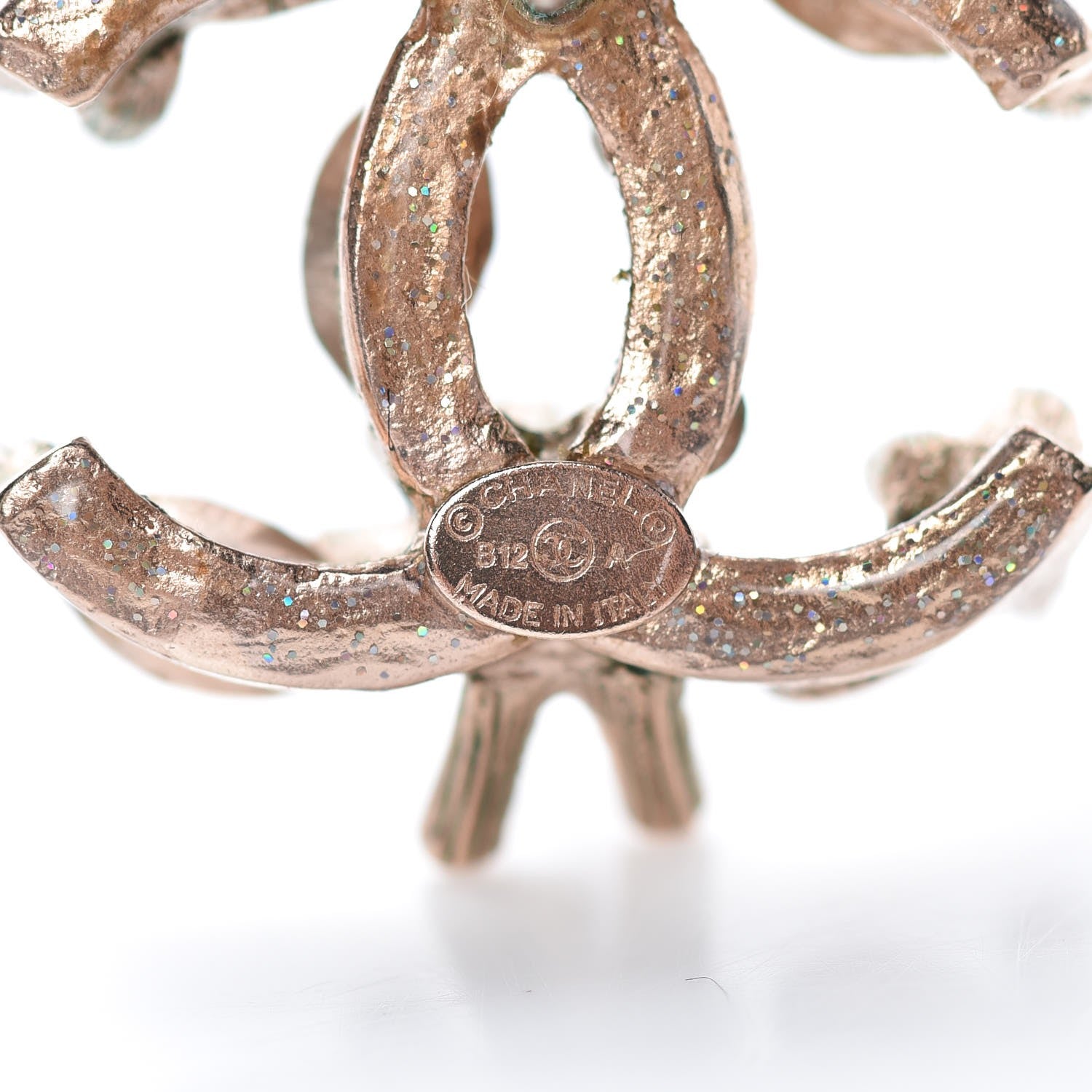 Chanel Crystal CC Earrings Gold Rose Violet 4 of 6