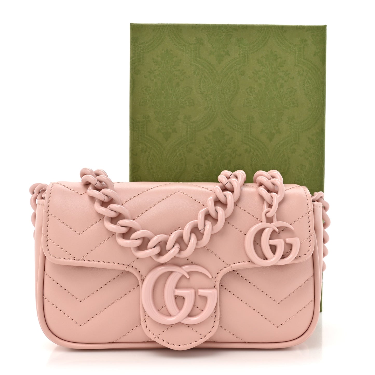 Calfskin Matelasse Monochrome GG Marmont Chain Belt Bag Perfect Pink