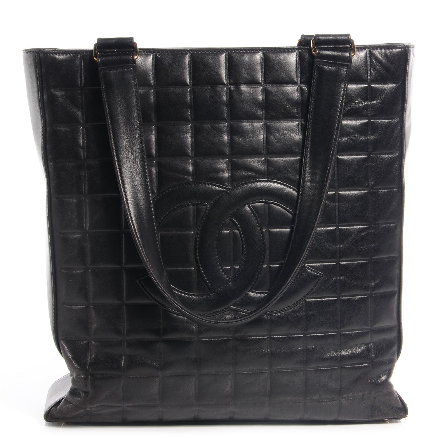 Chanel Lambskin Chocolate Bar Quilted Tote Black 1 of 7