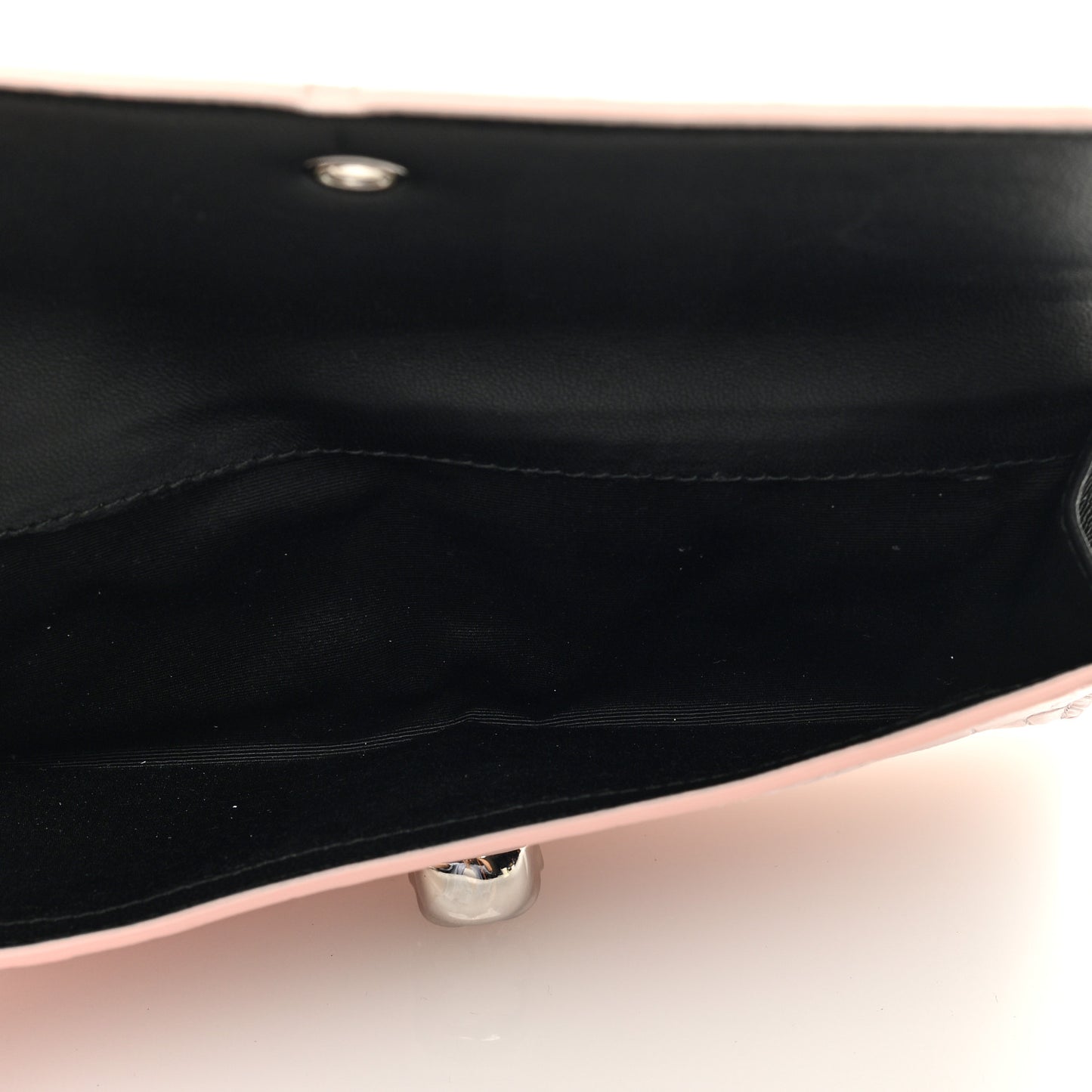 Silky Calfskin Crocodile Embossed Skull Continental Wallet Baby Pink