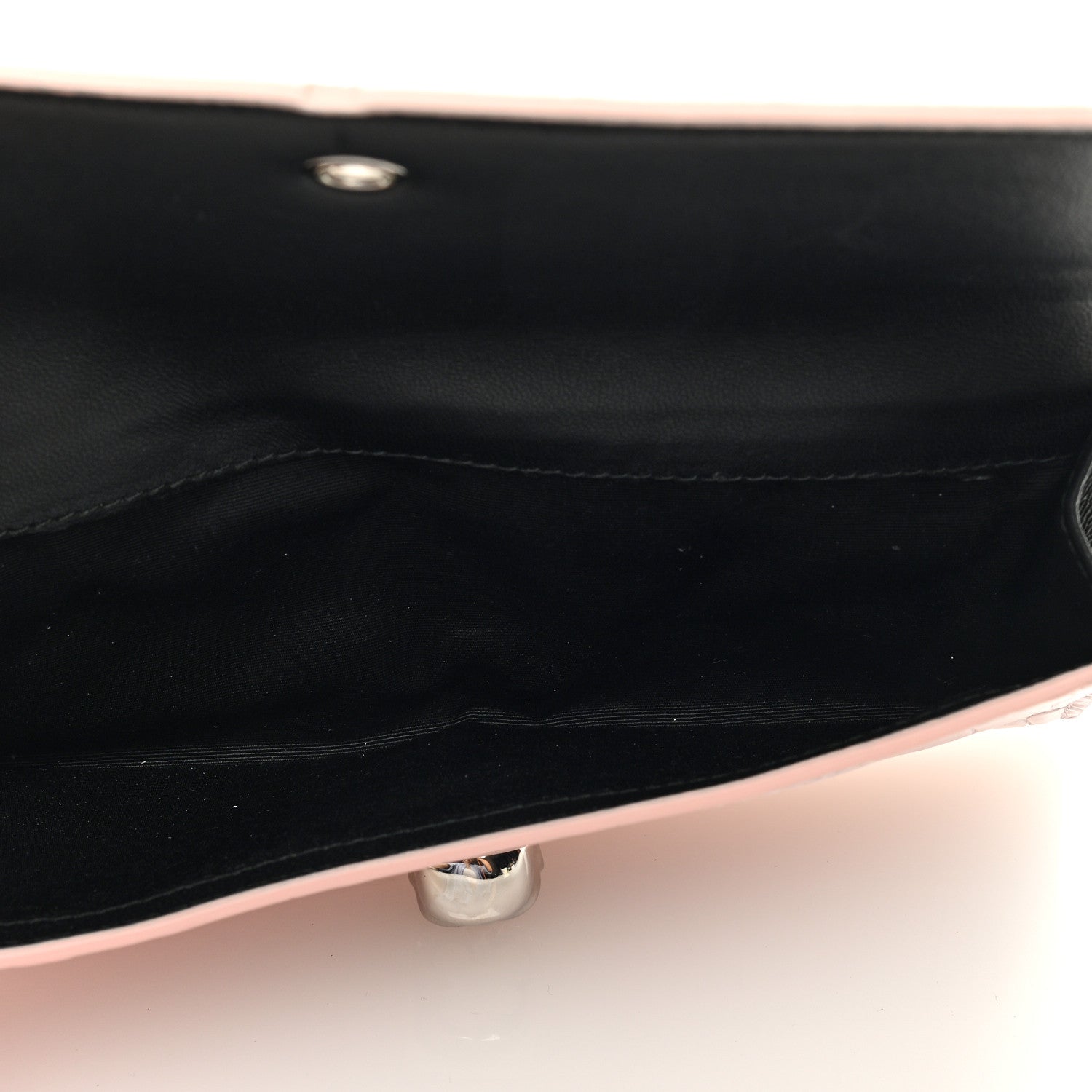 Alexander McQueen Silky Calfskin Crocodile Embossed Skull Continental Wallet Baby Pink 5 of 6