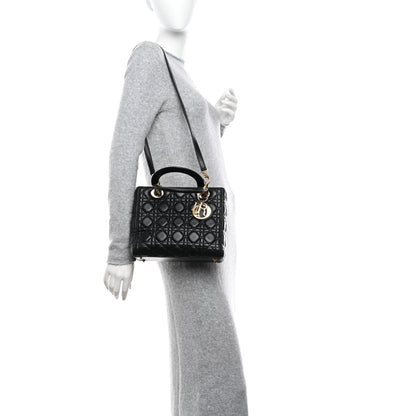 Christian Dior Lambskin Cannage Medium Lady Dior Black 3 of 10