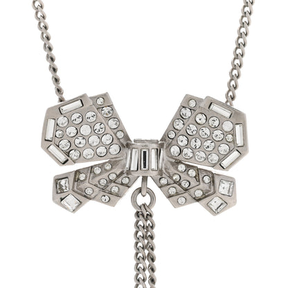 Chanel Crystal Butterfly CC Lariat Necklace Silver 4 of 6