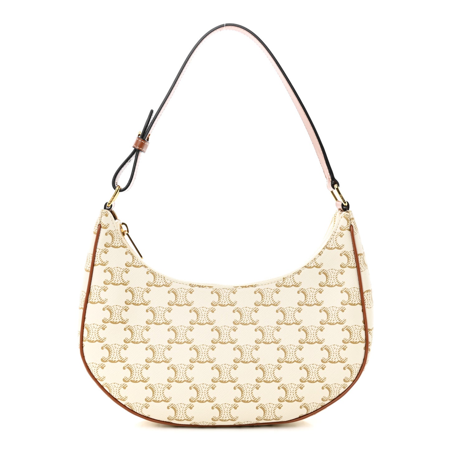Canvas Calfskin Ava Triomphe Shoulder Bag White