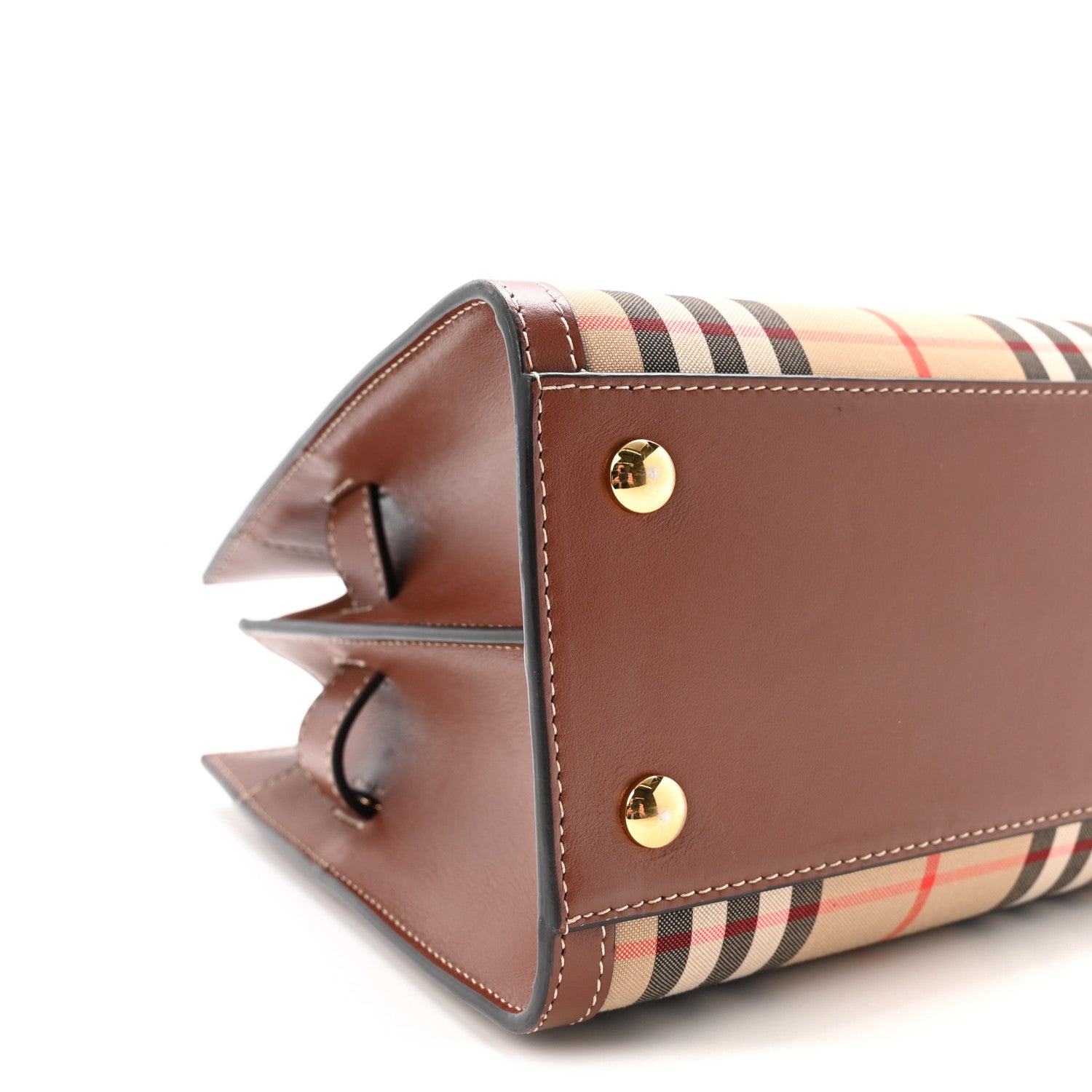 Burberry Calfskin Vintage Check Mini Two Handle Title Bag Archive Beige 8 of 9