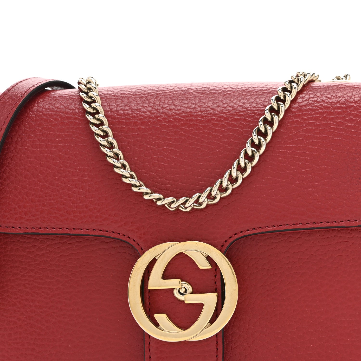Gucci Dollar Calfskin Small Interlocking G Shoulder Bag Red 9 of 11