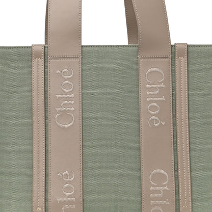 Chloe Linen Calfskin Medium Woody Ribbon Tote Warm Green 6 of 8