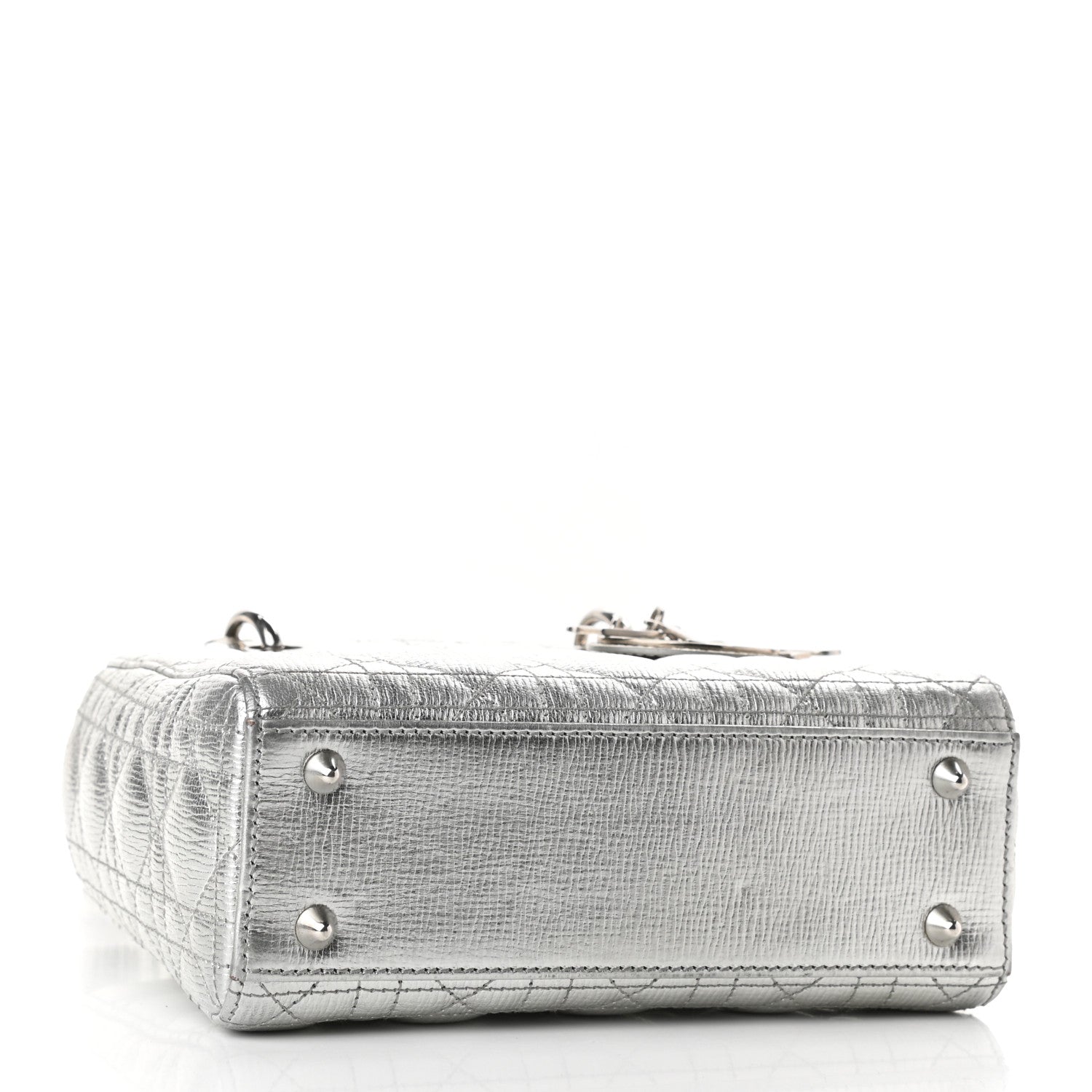 Christian Dior Metallic Grained Calfskin Cannage My ABCDior Lady Dior Silver 4 of 8