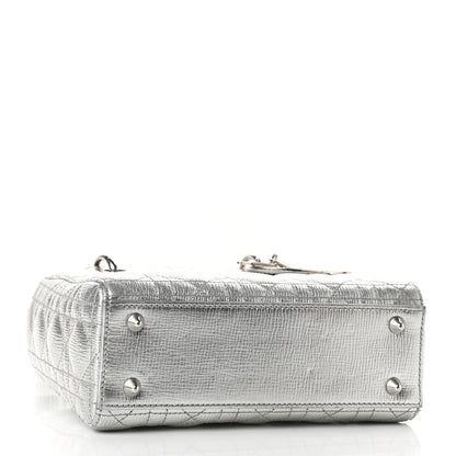Christian Dior Metallic Grained Calfskin Cannage My ABCDior Lady Dior Silver 4 of 8