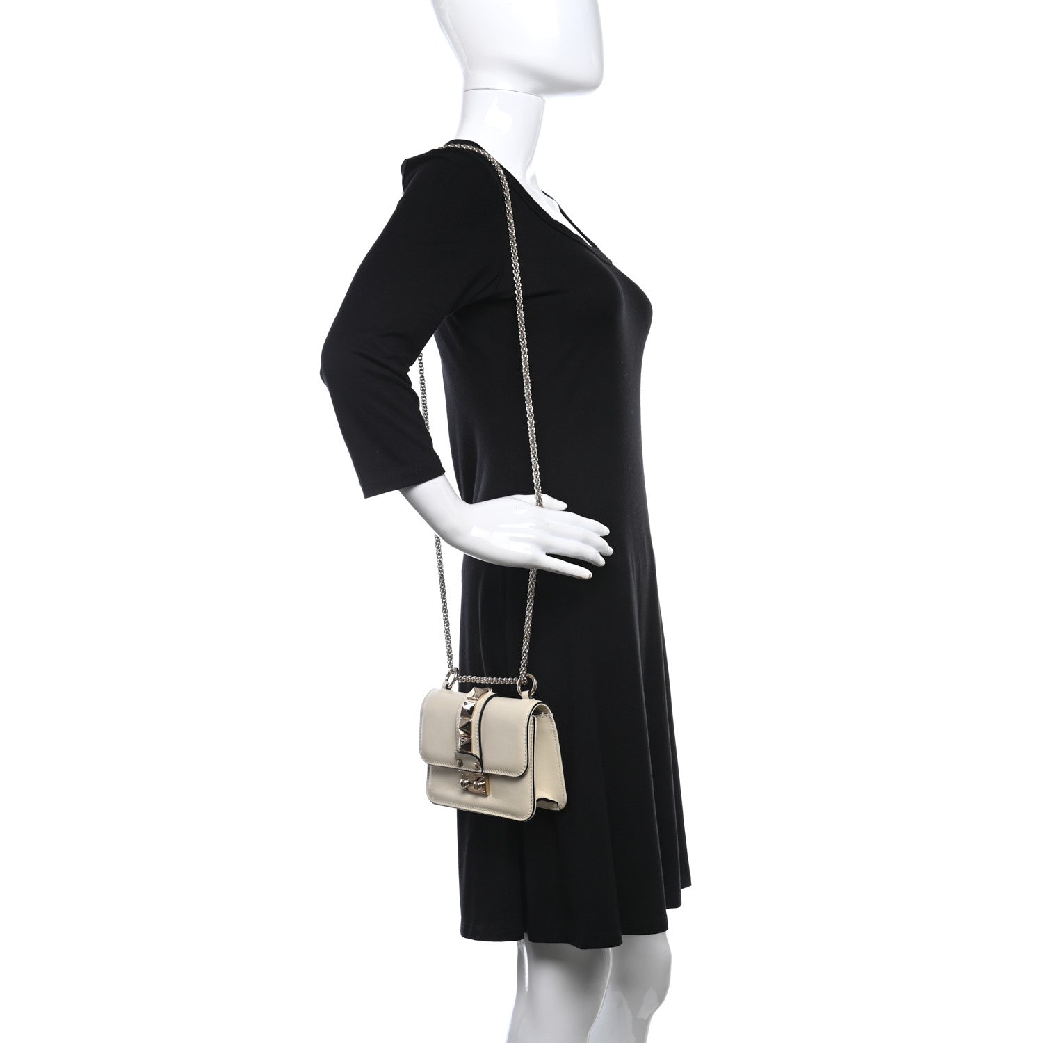 Valentino Garavani Vitello Mini Glam Lock Rockstud Flap White 2 of 8