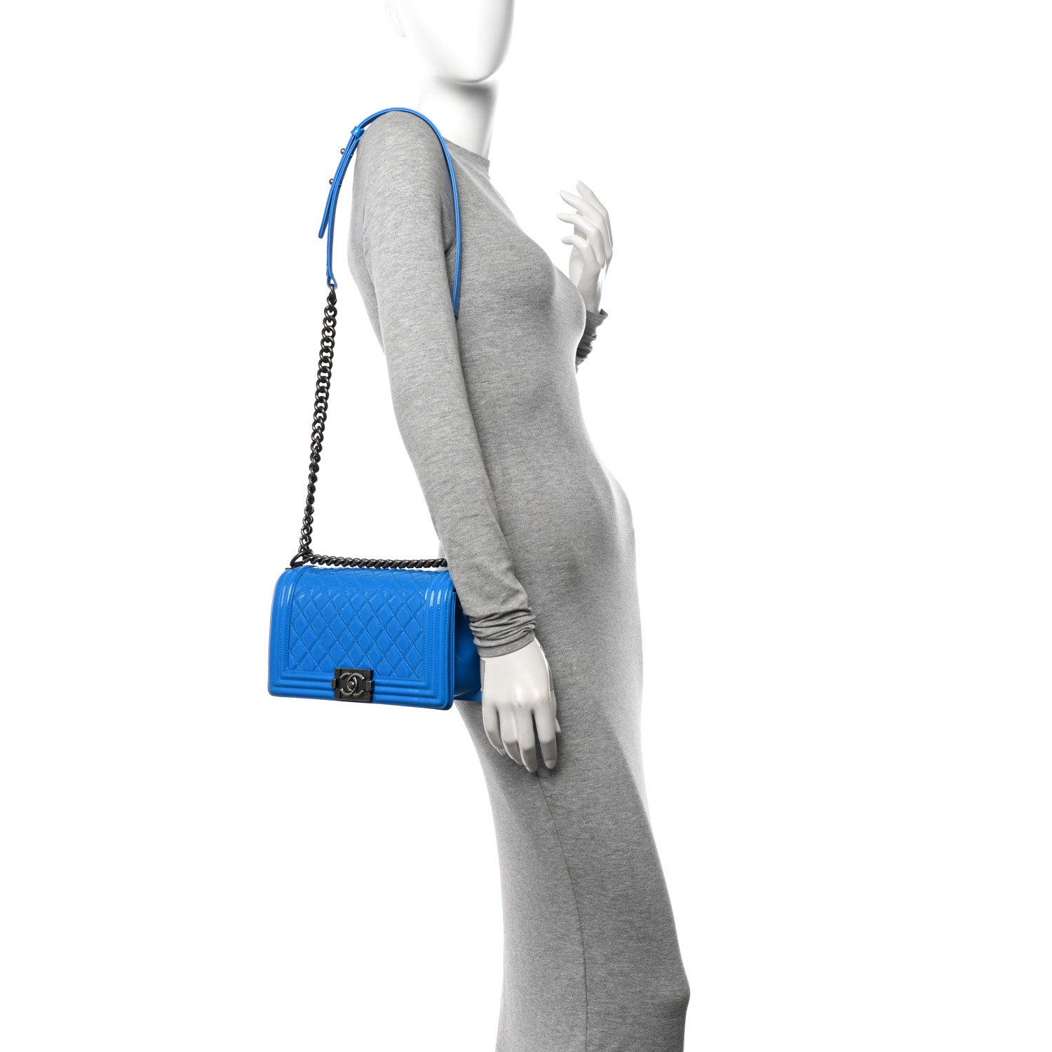 Chanel Patent Calfskin Quilted Medium Boy Flap Blue 2 of 10