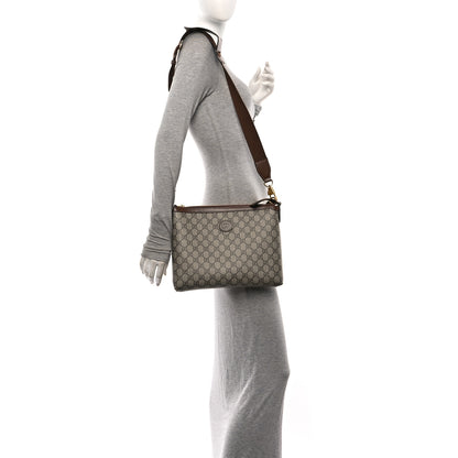 Gucci GG Supreme Monogram Azalea Calfskin Retro Interlocking G Wristlet Messenger Bag Beige Ebony Brown Sugar 2 of 10