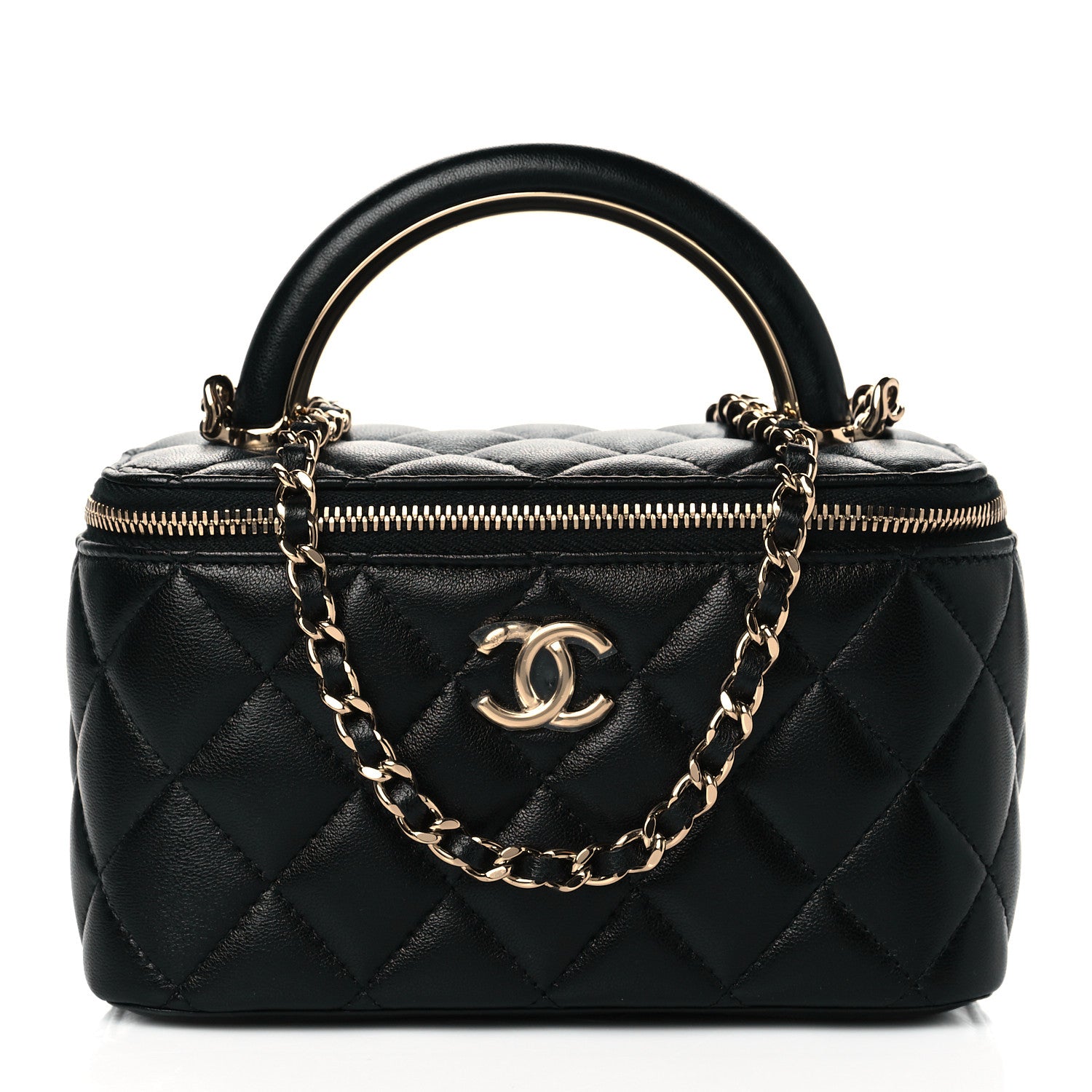 Chanel Lambskin Quilted Small Top Handle Vanity Case With Chain Black 1 of 10