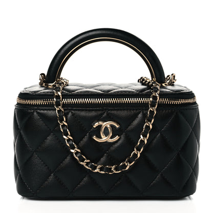 Chanel Lambskin Quilted Small Top Handle Vanity Case With Chain Black 1 of 10