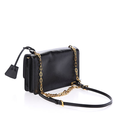 Prada Saffiano Vernice Chain Shoulder Bag Black 2 of 7