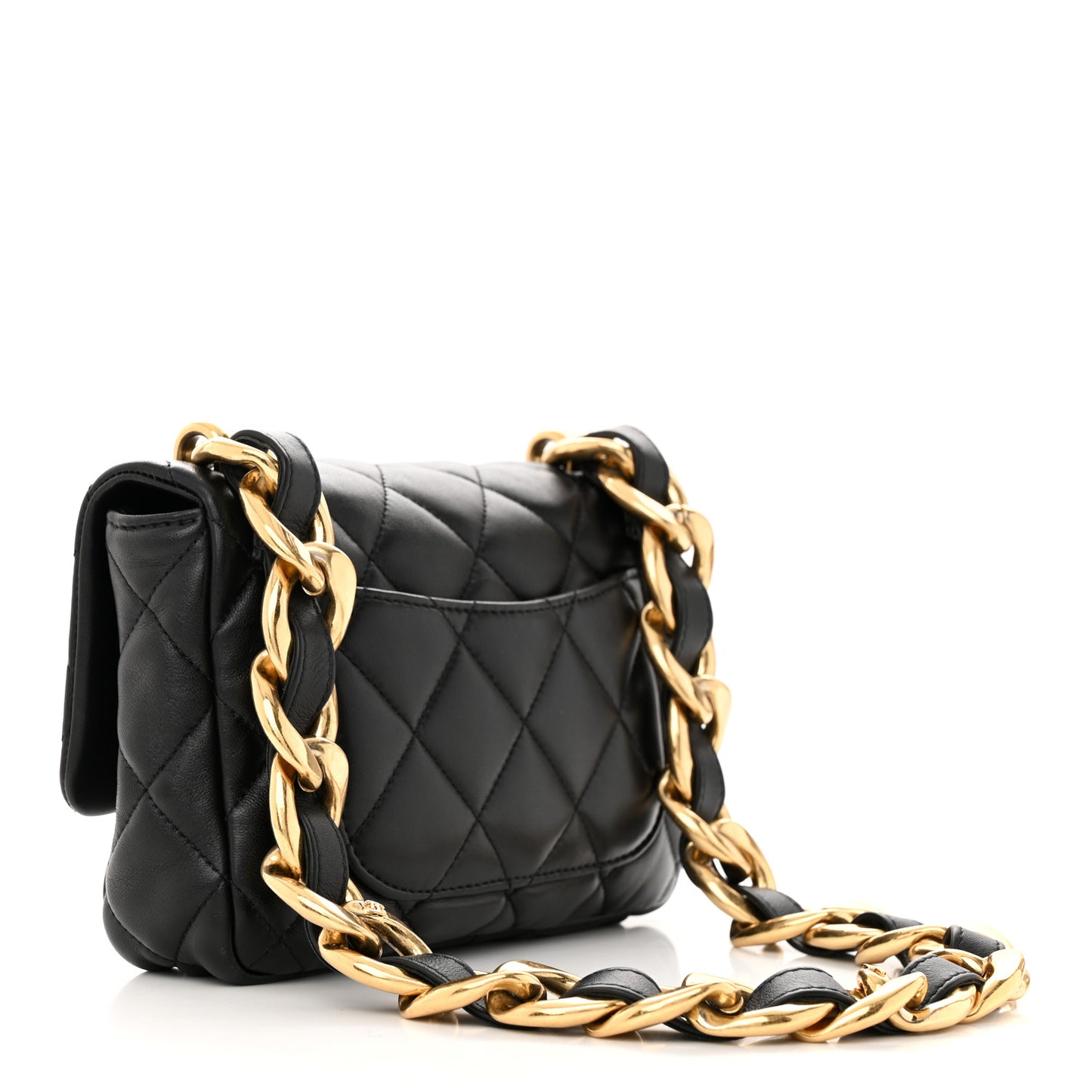Lambskin Quilted Small Funky Town Flap Black