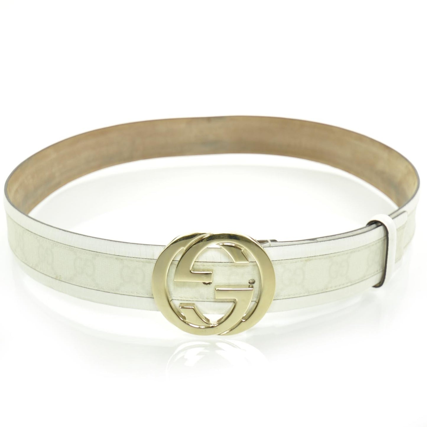 GG Plus Monogram Calfskin Interlocking G 40mm Belt 90 36 White