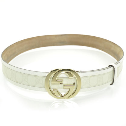 Gucci GG Plus Monogram Calfskin Interlocking G 40mm Belt 90 36 White 1 of 6