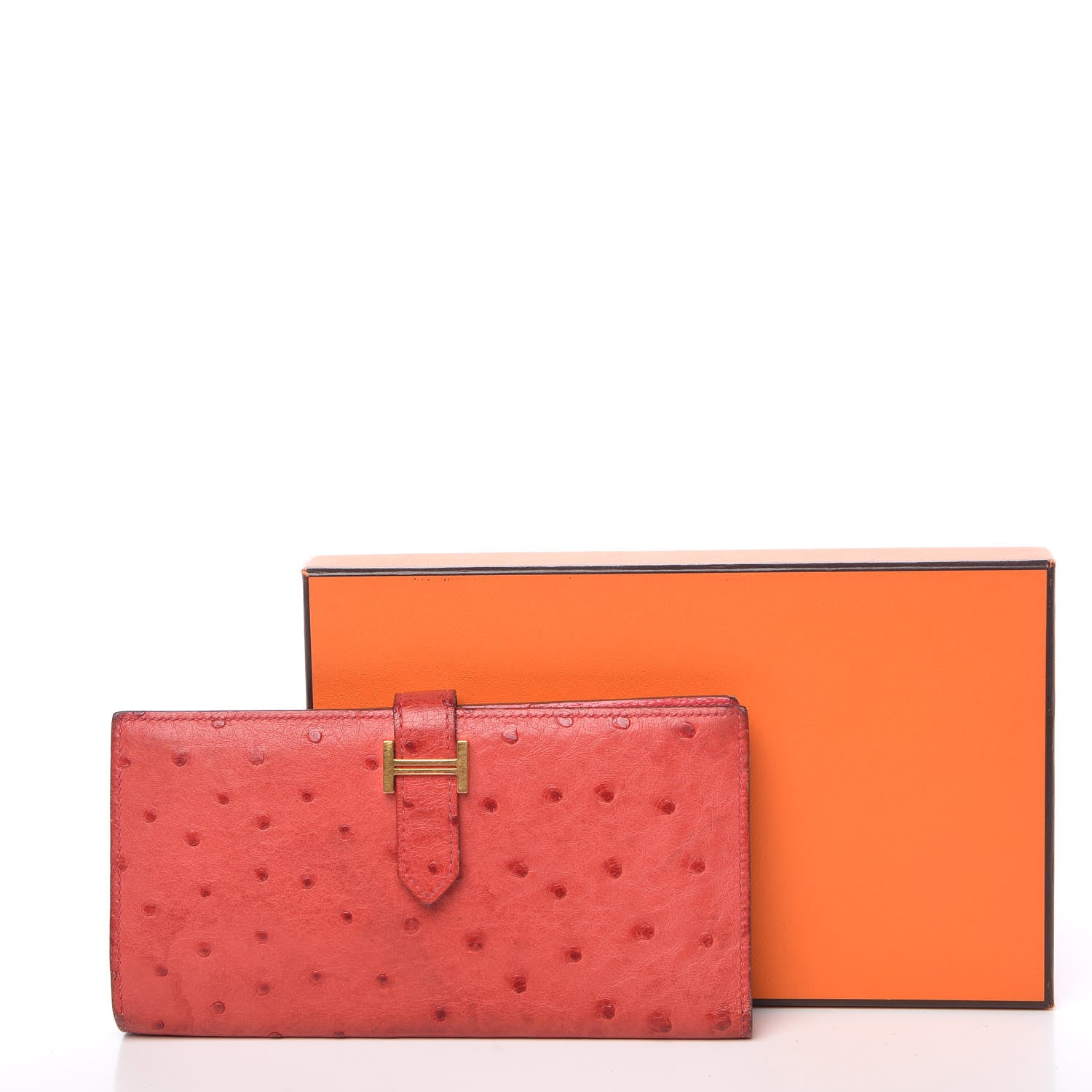Hermes Ostrich Bearn Wallet Bougainvillea 7 of 7