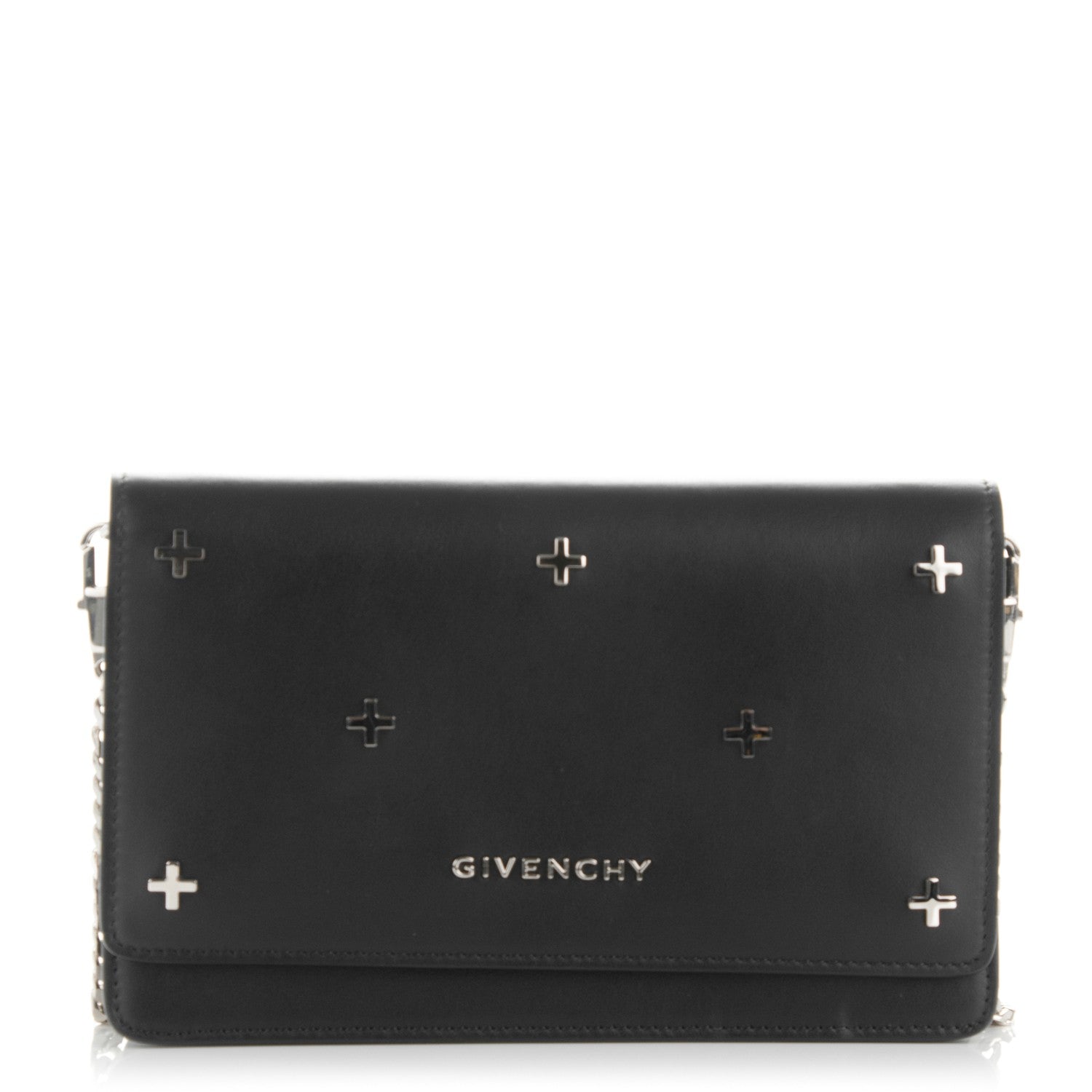 Givenchy Calfskin Cross Embellished Pandora Chain Wallet Black 1 of 6